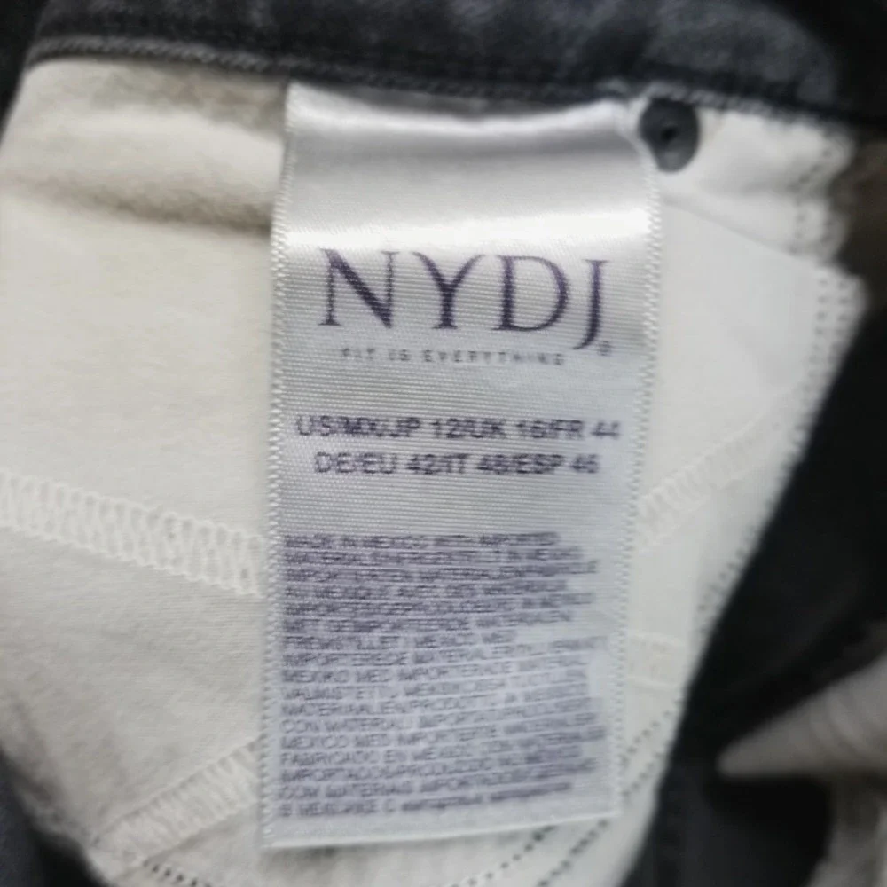 NYDJ Jeans Womens 12 Black Barbara Bootcut Lift Tuck Stretch‎ Preppy Dark Wash